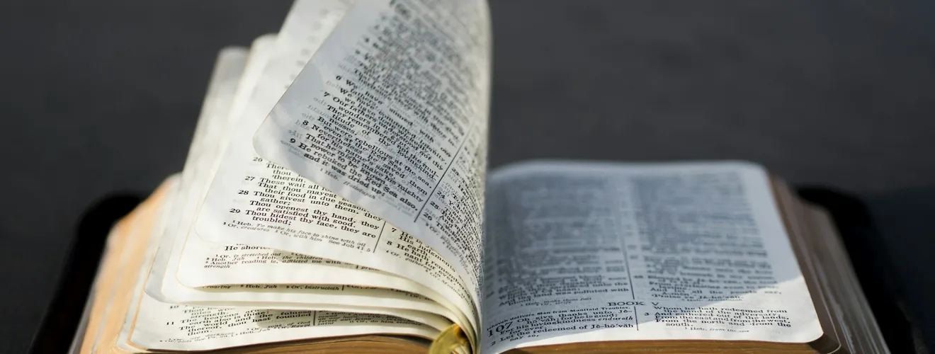 Bible ouverte dont les pages se tournent